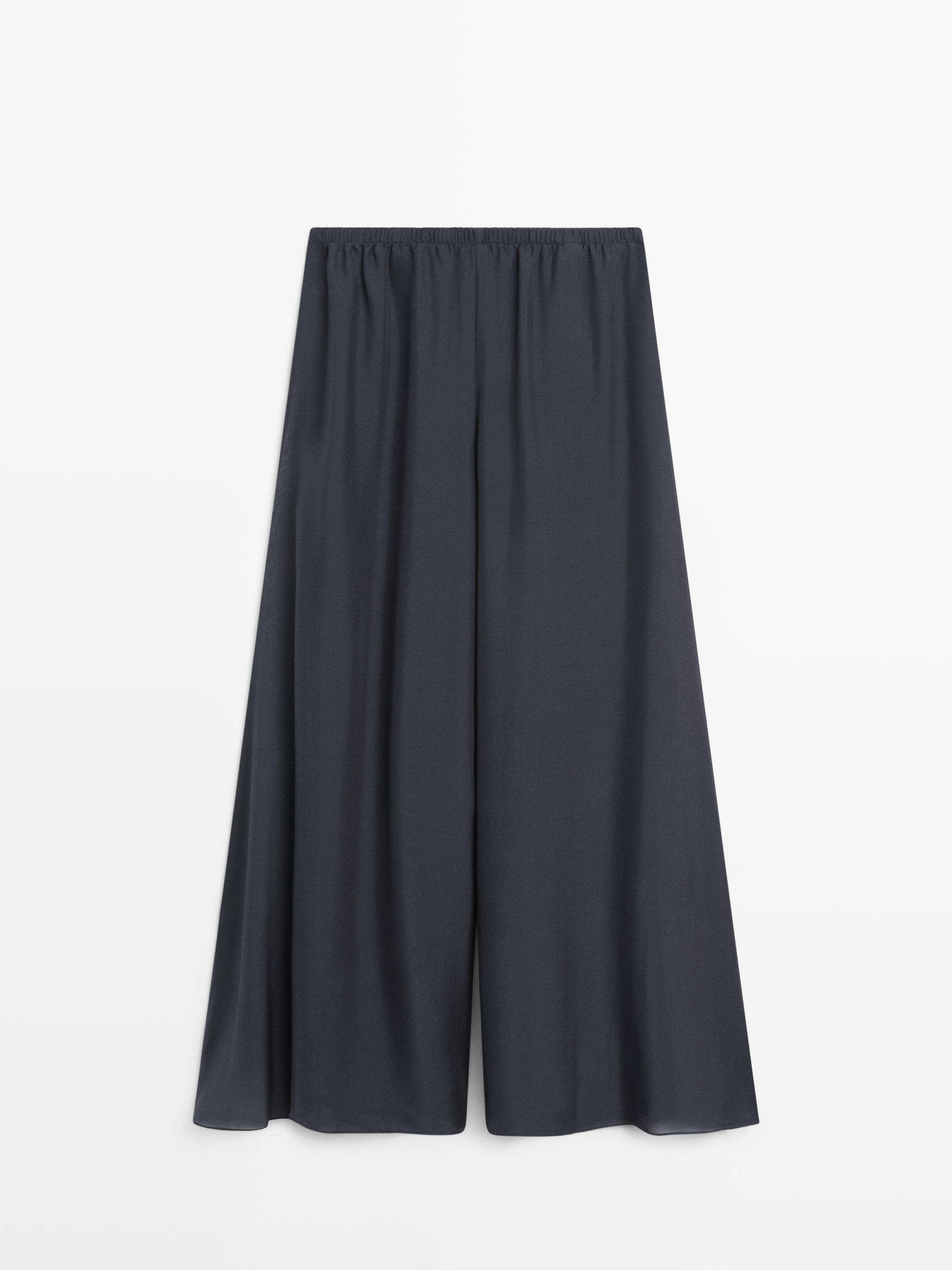 Flowing voluminous 100% silk trousers